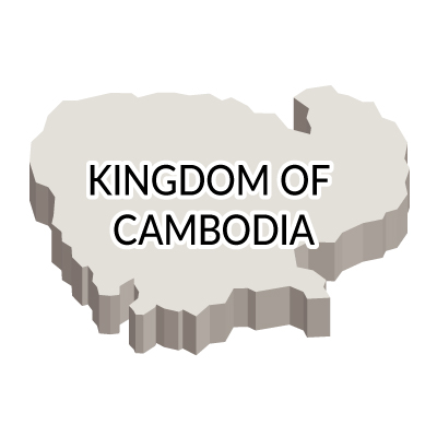 カンボジア王国無料フリーイラスト｜英語・立体(白)